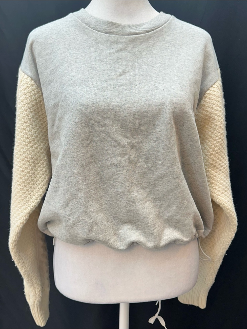 3.1 Phillip Lim Gray Body with Cream Wool Knit Sleeves Sweatshirt S - Picture 1 of 4